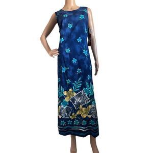 NWT Vintage 80's Dress R&K Originals Batik Sheath Hawaiian Maxi Dress 10